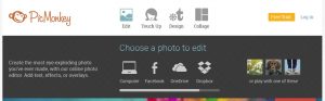 PicMonkey's homepage edit menu screenshot